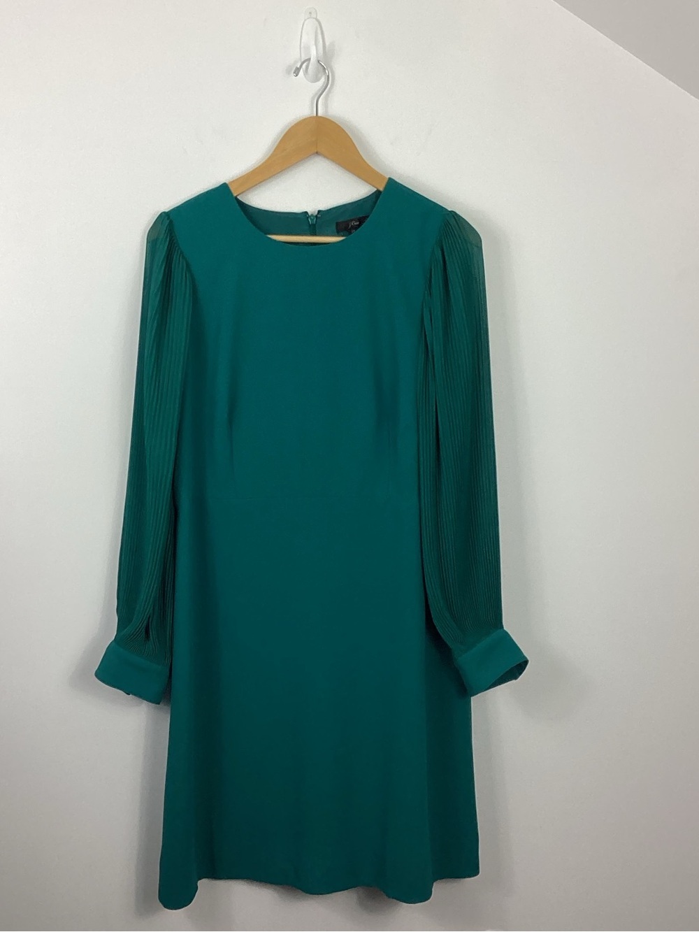 J. Crew Foggia Pleated Teal Green Dress Size 12